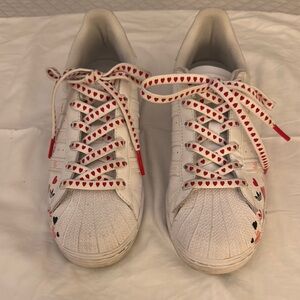 Adidas White Sneakers with Heart Details